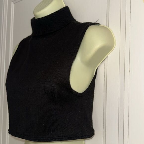 Vintage Outbrook black ribbed turtleneck dickie layer top with armholes - Picture 3 of 5